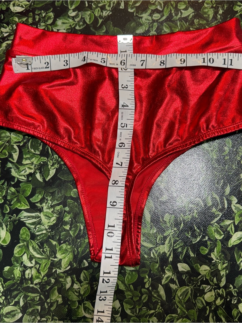 Metallic Red High-Waist Thong Bikini Bottoms - Picture 3 of 7